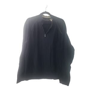 Tommy Bahama Black Waffle Knit 1/4 Zip Sweater Mens sz XL Coastal Raw Stitch